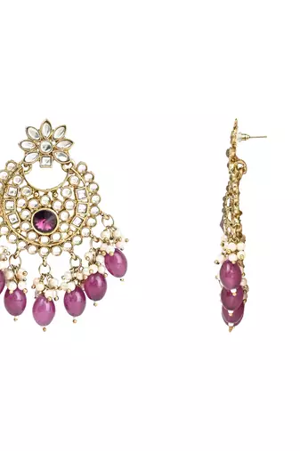 Traditional Kundan Pearl Hanging Choker Necklace Jewellery Set With Earrings & Maang Tikka