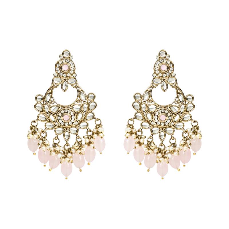 Traditional Kundan Pearl Drop Bridal Choker Necklace With Chandbali Earrings & Maang Tikka Jewellery Set