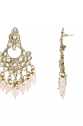 Traditional Kundan Pearl Drop Bridal Choker Necklace With Chandbali Earrings & Maang Tikka Jewellery Set