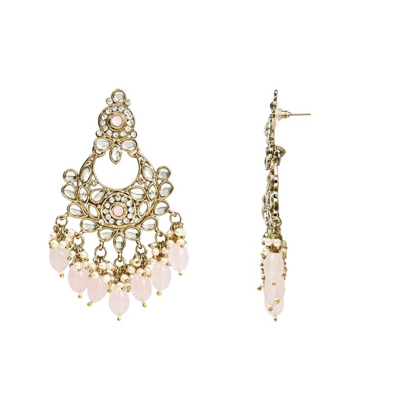 Traditional Kundan Pearl Drop Bridal Choker Necklace With Chandbali Earrings & Maang Tikka Jewellery Set