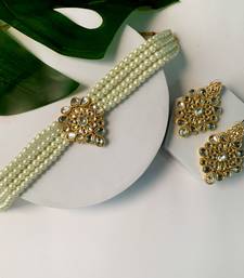 Traditional Kundan Handcrafted Pearl Choker Necklace Jewellery With Earrings Set