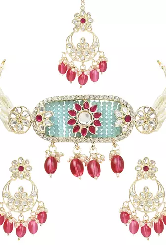 Pearl Polki Kundan Choker Necklace Set