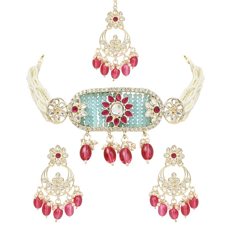 Pearl Polki Kundan Choker Necklace Set