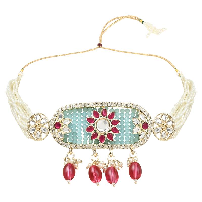 Pearl Polki Kundan Choker Necklace Set