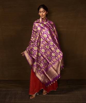 Purple Banarsi Silk Dupatta 1