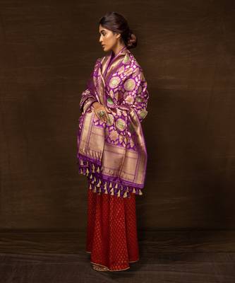 Purple Banarsi Silk Dupatta 2
