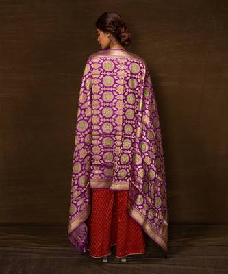 Purple Banarsi Silk Dupatta 3