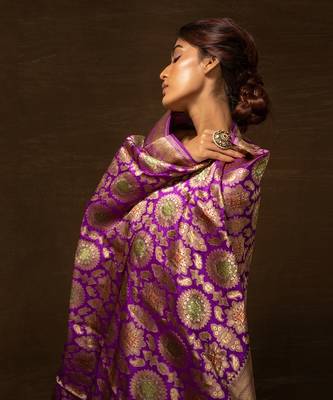 Purple Banarsi Silk Dupatta 4