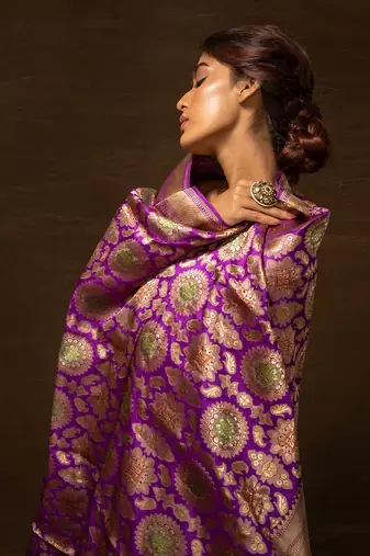 Purple Banarsi Silk Dupatta