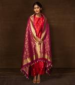 Magenta Banarsi Silk Dupatta