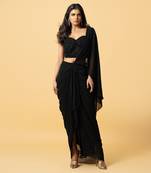 Black georgette saree set
