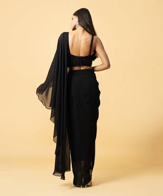 Black georgette saree set 5