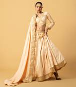 Peach Modal Satin Lehenga Set