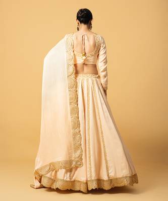 Peach Modal Satin Lehenga Set 4
