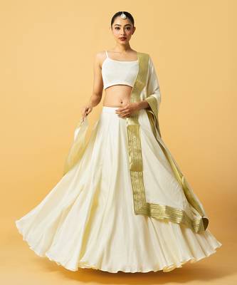 Ivory Modal Satin Lehenga Set 1