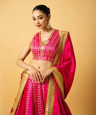 Pink Modal Satin Lehenga Set 3