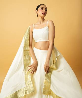Ivory Modal Satin Lehenga Set 2