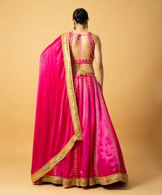 Pink Modal Satin Lehenga Set 4