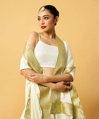 Ivory Modal Satin Lehenga Set 3