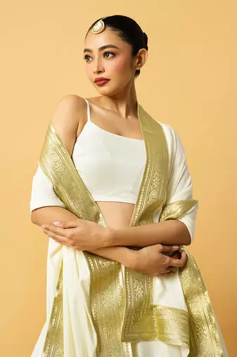Ivory Modal Satin Lehenga Set