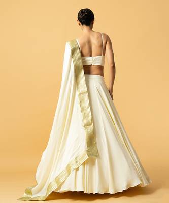 Ivory Modal Satin Lehenga Set 4