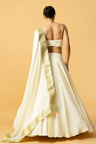 Ivory Modal Satin Lehenga Set