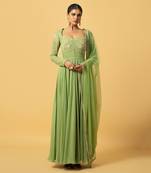Mint green georgette  anarkali with dupatta