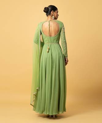 Mint green georgette  anarkali with dupatta 5