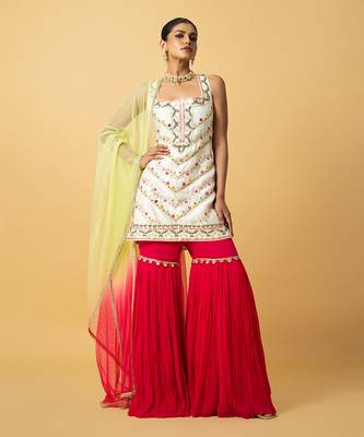 Ivory chanderi silk kurta set 1