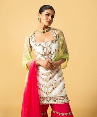 Ivory chanderi silk kurta set 3
