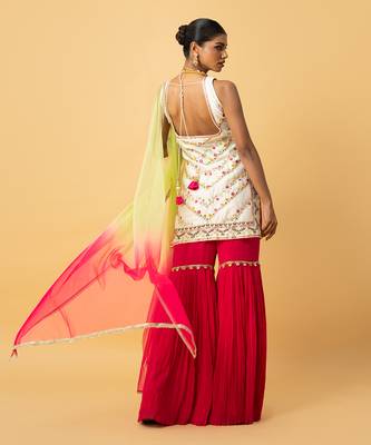 Ivory chanderi silk kurta set 4
