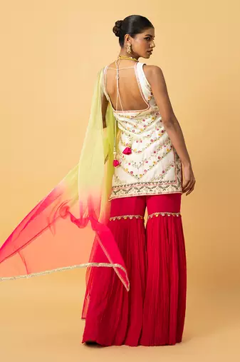 Ivory chanderi silk kurta set
