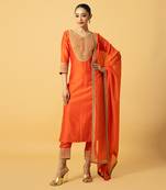 Orange chanderi silk kurta set