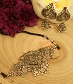 Oxidized Silver Choker Necklace Set