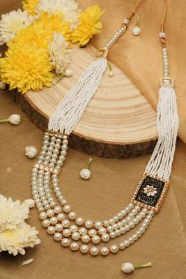 Layered Long Necklace with Side Meenakari Pendant 1