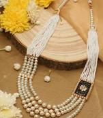 Layered Long Necklace with Side Meenakari Pendant