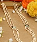 Cream Moti Long Necklace for Layered Elegance