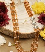 Versatile Beaded Orange Long Necklace for Layering and Festive Elegance