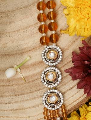 Versatile Beaded Orange Long Necklace for Layering and Festive Elegance 4