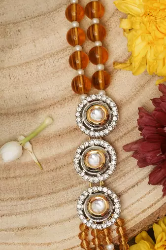 Versatile Beaded Orange Long Necklace for Layering and Festive Elegance