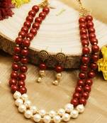 Red Beaded 2-layer Long Necklace Set