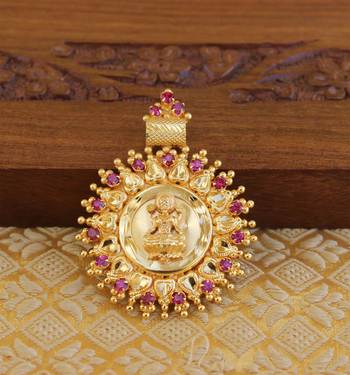 Temple gold plated lakshmi pendant 1