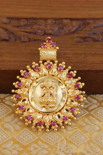Temple gold plated lakshmi pendant