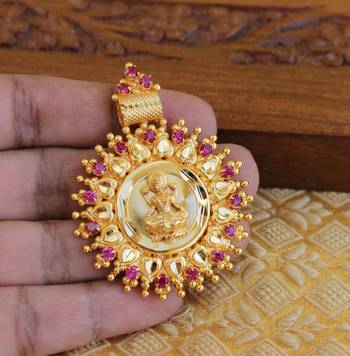 Temple gold plated lakshmi pendant 2