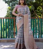 Coral Woven Design Bandhej Silk Saree With Blouse