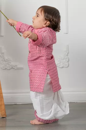 Pink embroidered kurta set