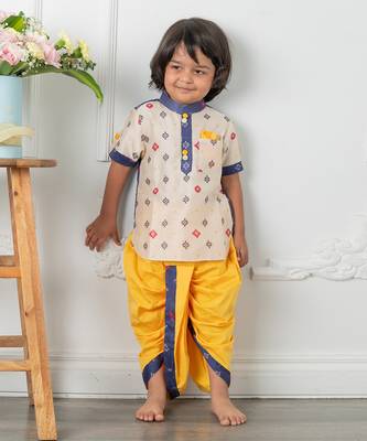 Block printed kurta dhoti set 1