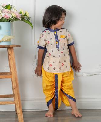 Block printed kurta dhoti set 2