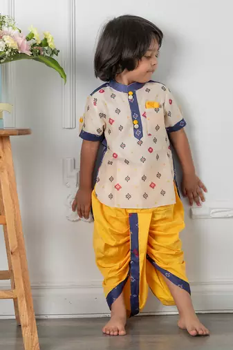 Block printed kurta dhoti set