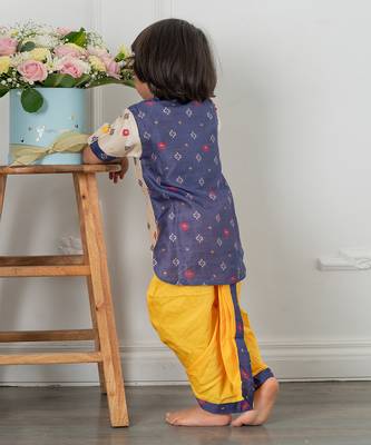 Block printed kurta dhoti set 3